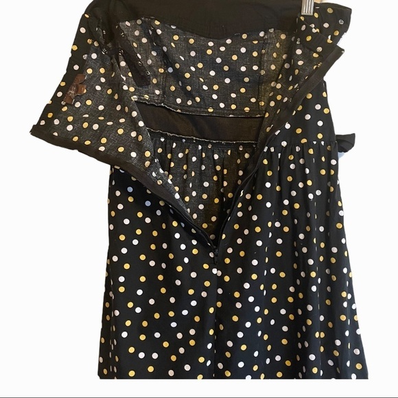 Jessica strapless dark academia goblincore gold white black polka dot dress - Picture 6 of 7